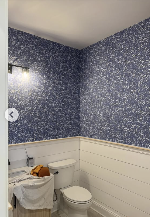 Bathroom after wallpaper installation